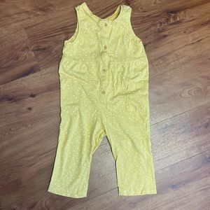 H&M Yellow White Hearts Pattern Romper with Pockets Sleeveless Girls Size 2T